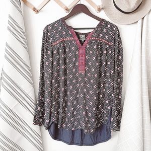 Anthropologie One September Patterned Embroidered Blouse